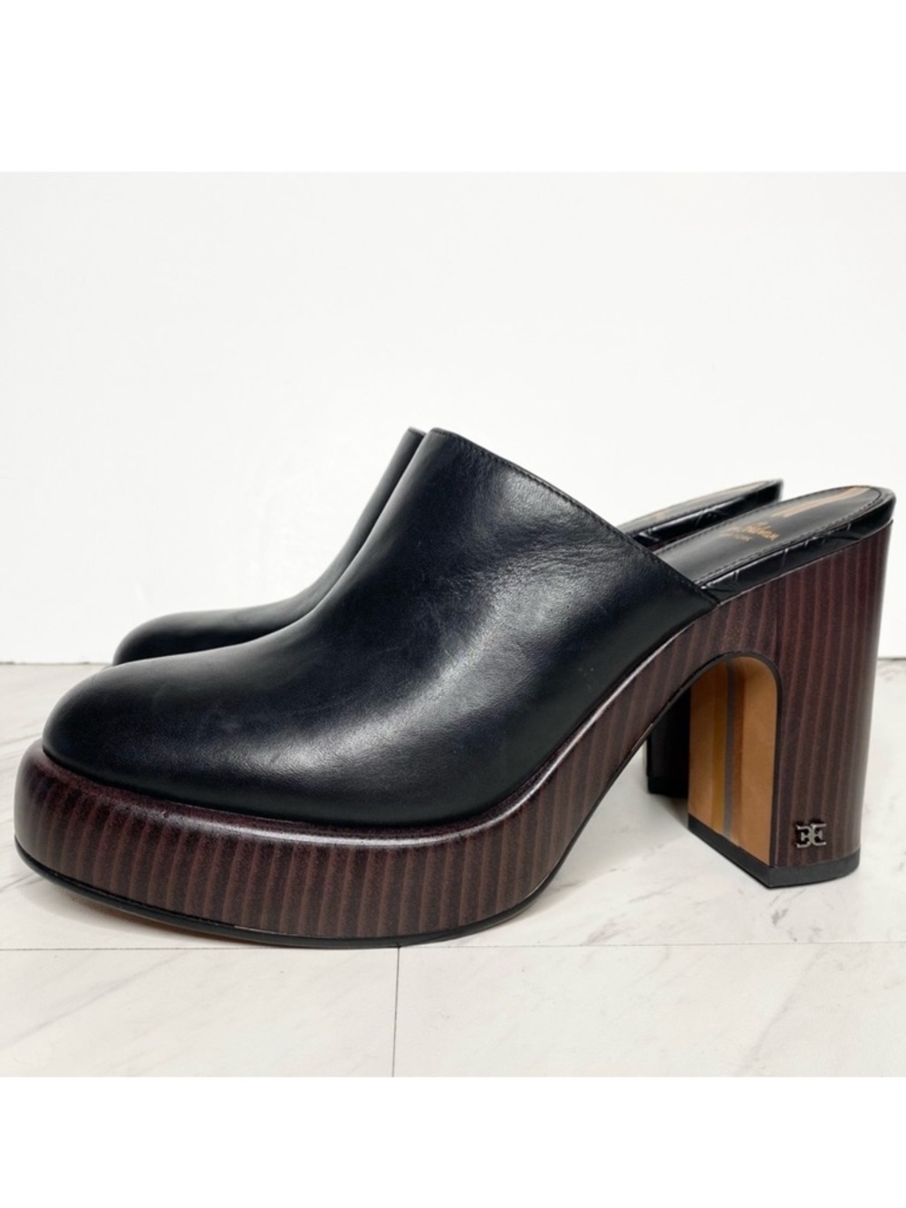 Sam Edelman Shiloh Black Leather Heeled Mule 9 1/2 M